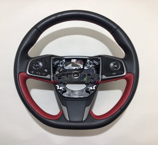 2017-2019 Honda Civic Type R FK8 Black / Red Leather Steering Wheel w/ Trim / TR101