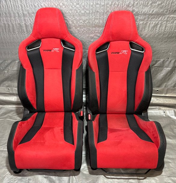 2017-2021 FK8 Honda Civic Type R Front Bucket Seats / Red Suede / Pair / TR107