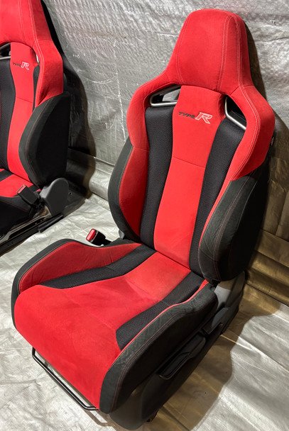 2017-2021 FK8 Honda Civic Type R Front Bucket Seats / Red Suede / Pair / TR107 - Image 14