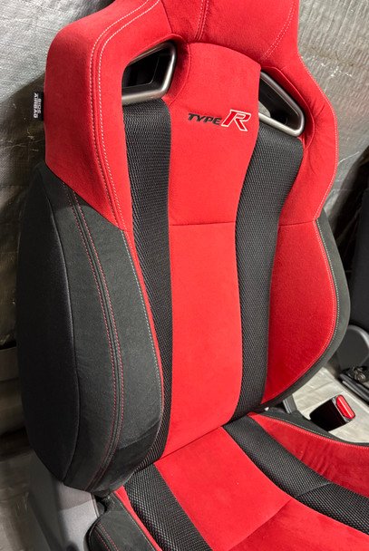 2017-2021 FK8 Honda Civic Type R Front Bucket Seats / Red Suede / Pair / TR107 - Image 6