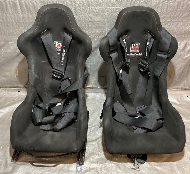 Pair of Buddy Club P1 Racing Bucket Seats w/ Renegade Willans 6pt Harnesses / Pair / USED / HS004 - Image 2