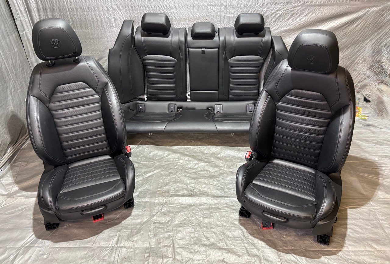 2017-2022 Alfa Romeo Giulia Ti Black Leather Front & Rear Seat Set / AG006